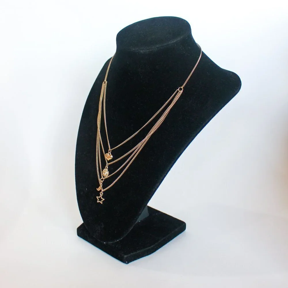 Star Moon Sun Gold Tone Multi Adjustable Length Fashion Jewelry‎ Boho Necklace